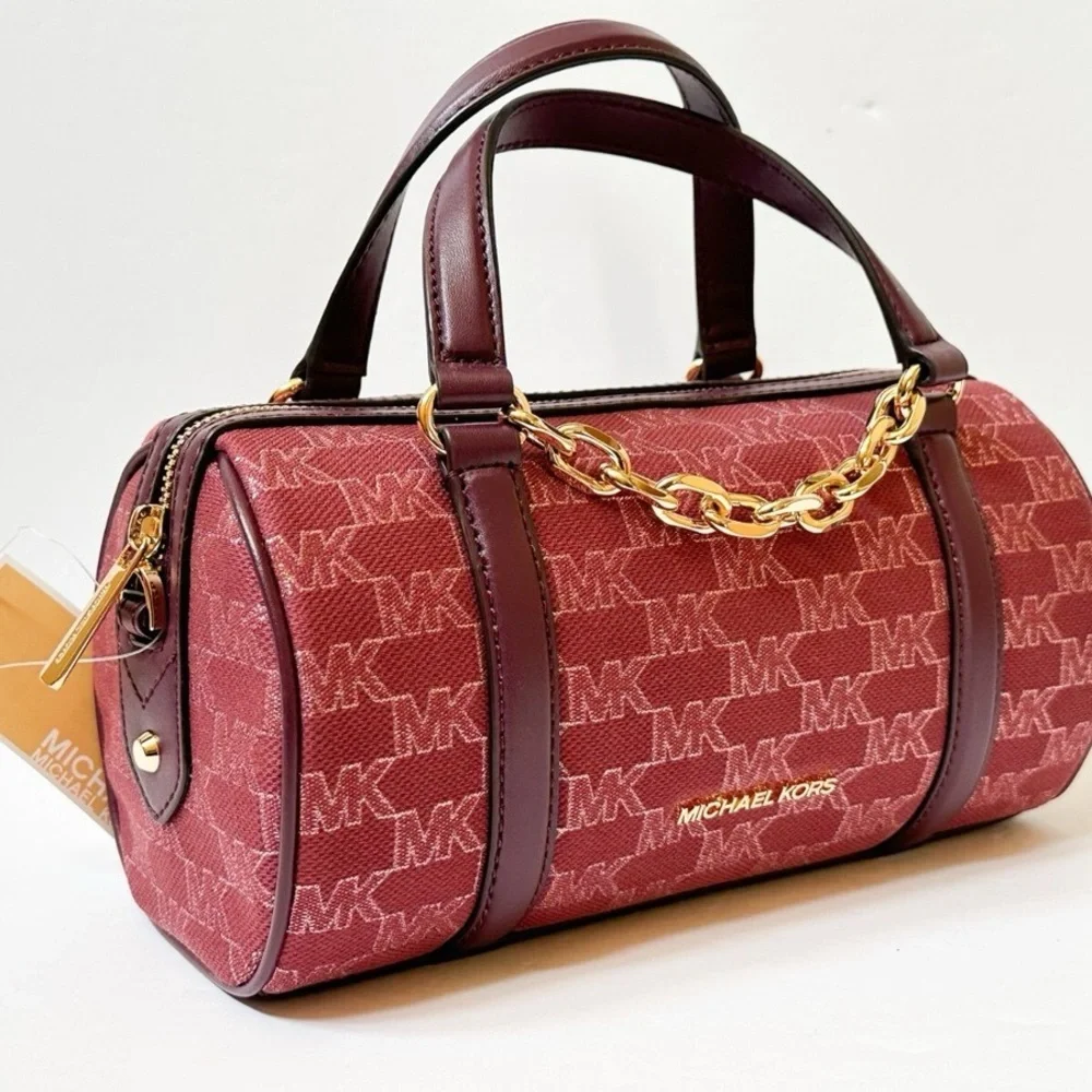 Michael Kors Burgundy Satchel with Gold Chain - Picture 2 of 13
